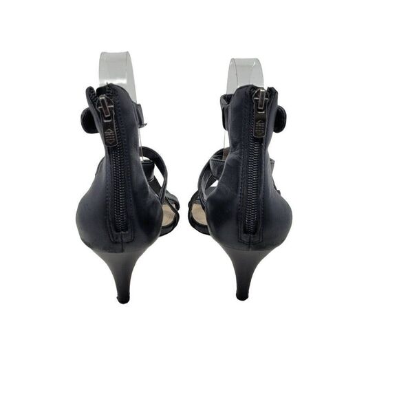 Vince Camuto Macobi Strappy Black Leather Kitten Heels Size 8 Ankle Strap Baddie - Picture 8 of 13